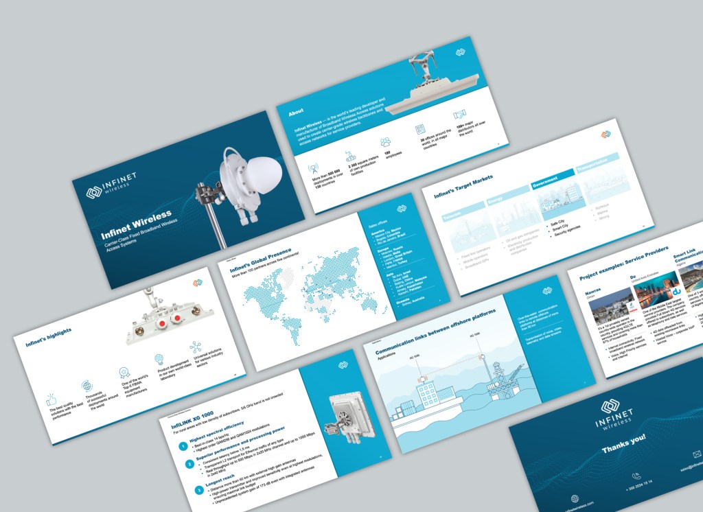 Presentation design with custom infographics and illustrations